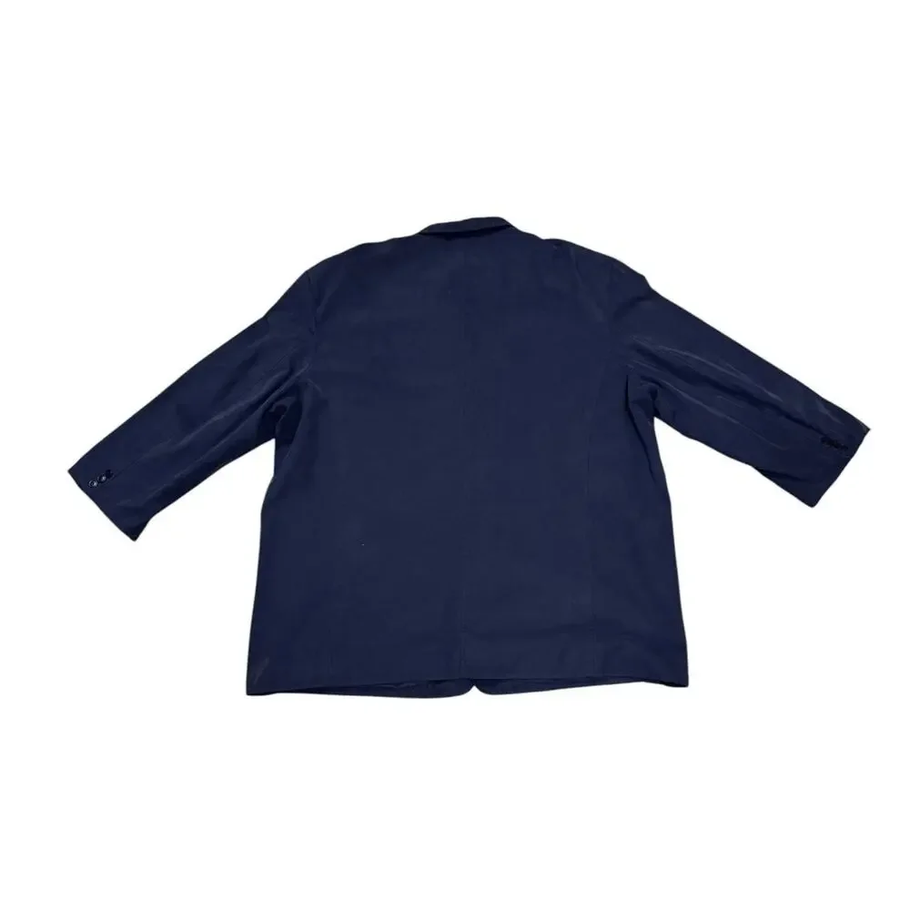 The Territory Ahead Men's XXL Long Navy Blue Silk Blend Unstructured Sport Coat